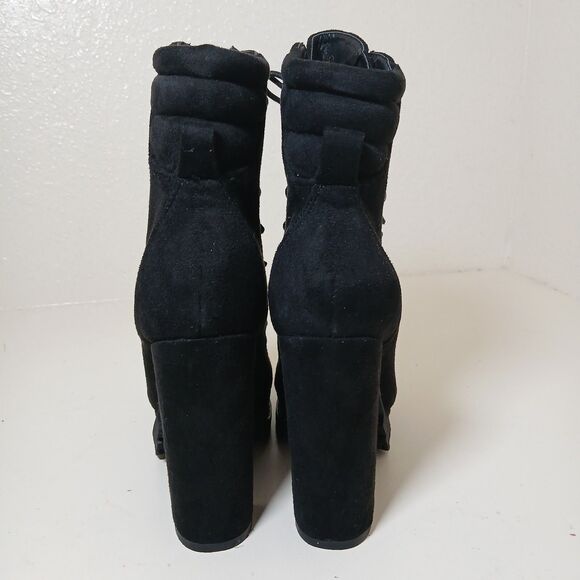 Liliana Black 5 inch lace up ankle boots Womens Size 6 Faux Suede #A5 - Picture 4 of 8